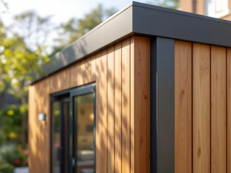 Cedar cladding detail at the corner of the Surrey garden room